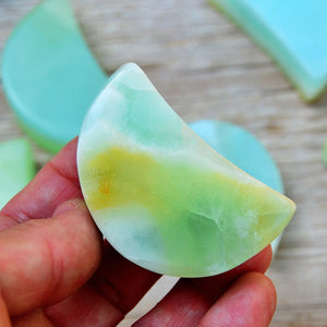 Green Pistachio Calcite Moon